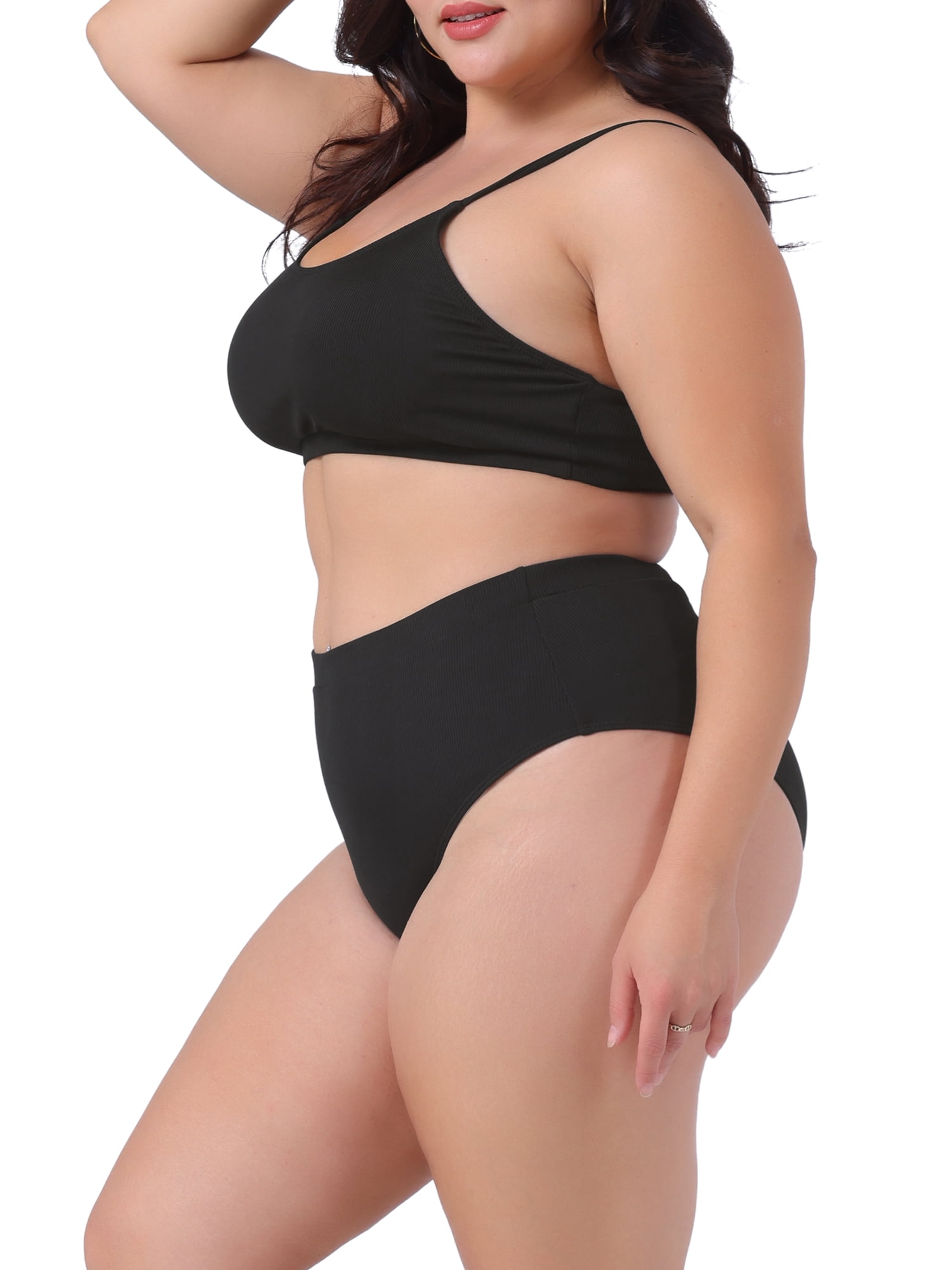 DARING DIVA Plus Size Two Piece Swimsuit for Women Scoop Neck 1X Black