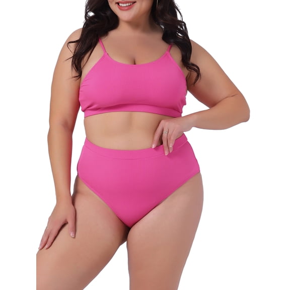 DARING DIVA Plus Size Two Piece Swimsuit for Women Scoop Neck 4X Hot Pink