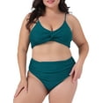 thumbnail image 1 of DARING DIVA Plus Size V Neck Tummy Control Two Piece Swimsuit 1X Blue Green, 1 of 5