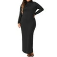 thumbnail image 1 of DARING DIVA Plus Size Women's Turtleneck Long Sleeve Bodycon Dress 1X Black, 1 of 6