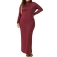 thumbnail image 1 of DARING DIVA Plus Size Women's Turtleneck Long Sleeve Bodycon Dress 1X Burgundy, 1 of 6