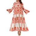 thumbnail image 1 of DARING DIVA Plus Size Womens Button Long Flared Bell Sleeve Dress 2X Red, 1 of 6