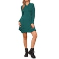 thumbnail image 1 of DARING DIVA Women's Button Down Sweater Long Sleeve Mini Pleated Dress S Dark Green, 1 of 6
