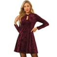 thumbnail image 1 of DARING DIVA Prom Choker Neck High Waist Velvet Mini Dress S Burgundy, 1 of 6