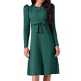 thumbnail image 1 of DARING DIVA Puff Long Sleeve Tie Waist Midi Sweater Dress M Green, 1 of 5