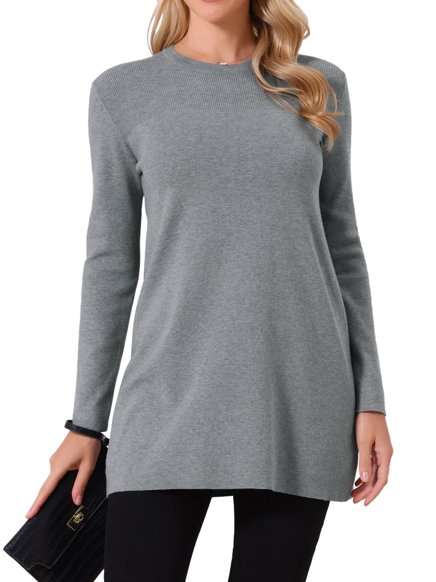 DARING DIVA Pullover Sweater Crewneck Long Sleeve Top L Grey