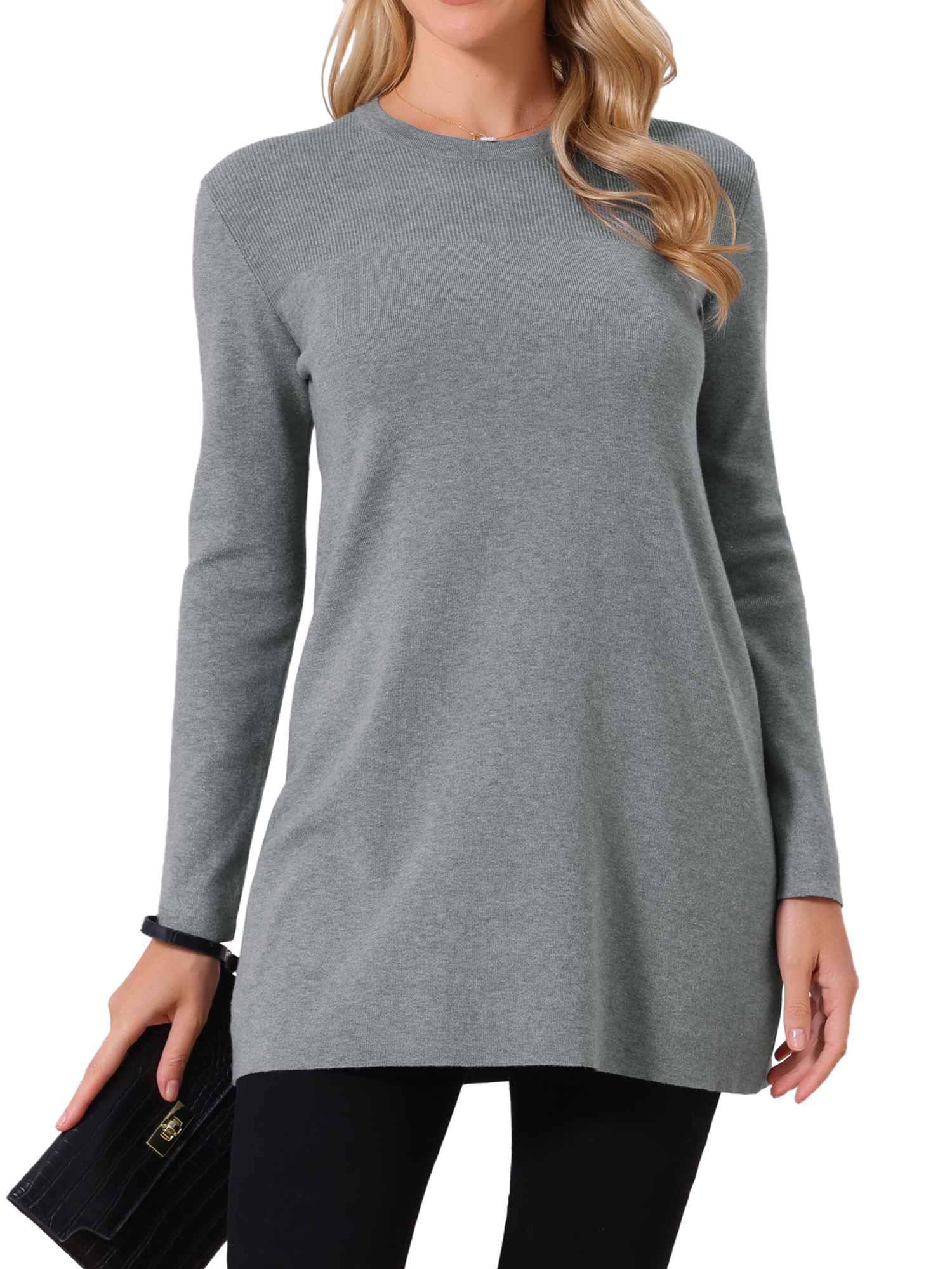 DARING DIVA Pullover Sweater Crewneck Long Sleeve Top M Grey