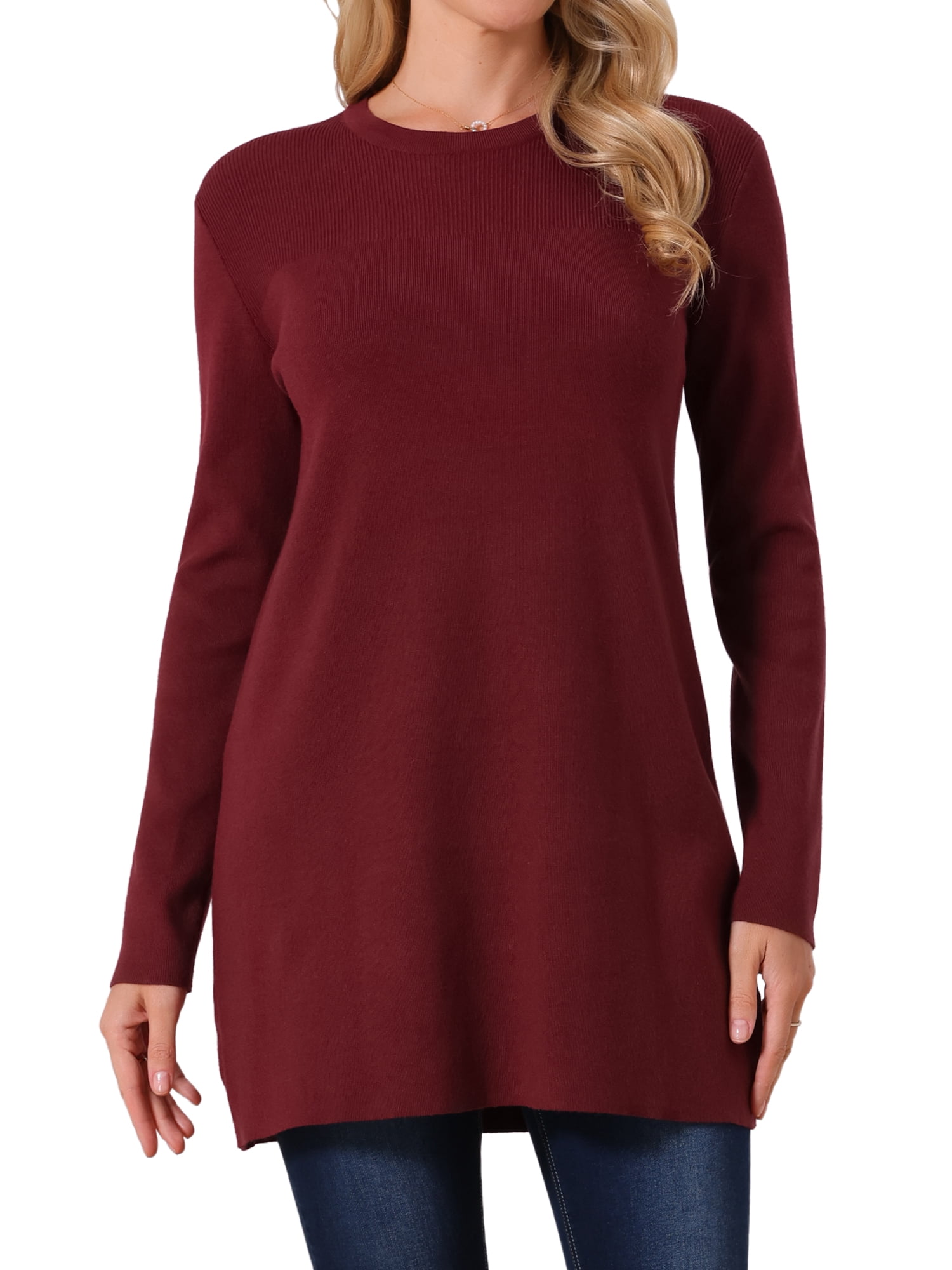 DARING DIVA Pullover Sweater Crewneck Long Sleeve Top S Wine Red