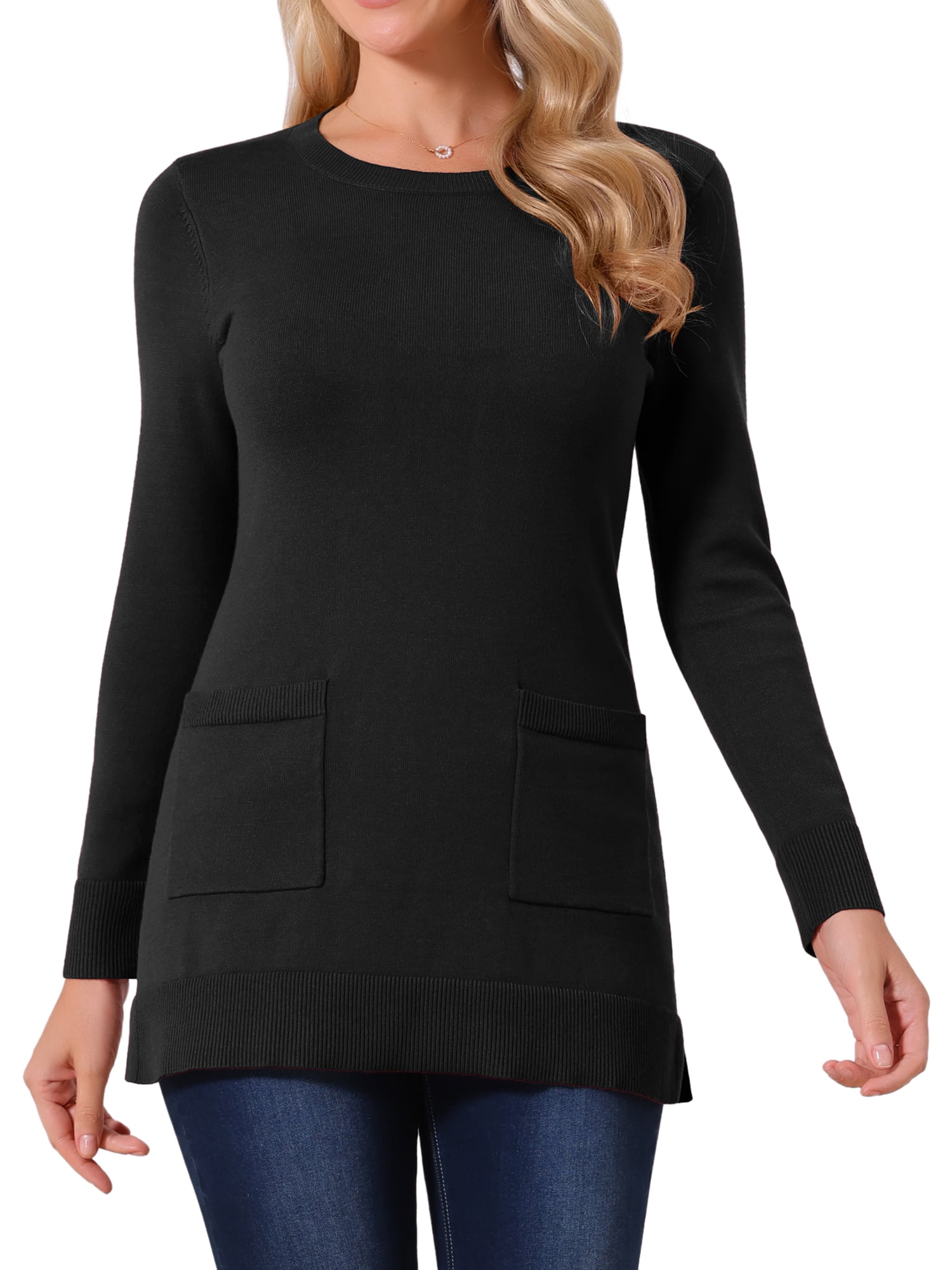 DARING DIVA Pullover Sweater Long Sleeve Crewneck Knit Tops M Black