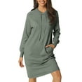 thumbnail image 1 of DARING DIVA Pullover Sweatshirt Long Sleeve Hoodie Dress with Pockets L Grey, 1 of 6