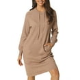 thumbnail image 1 of DARING DIVA Pullover Sweatshirt Long Sleeve Hoodie Dress with Pockets XL Khaki, 1 of 7