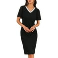 thumbnail image 1 of DARING DIVA Rhinestone Sequin Trim V Neck Cocktail Bodycon Dress 2XL Black, 1 of 6