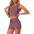 thumbnail image 1 of DARING DIVA Ribbed Knit Loungewear Sleepwear 2 Piece Tank Top S Red, 1 of 6