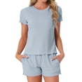 thumbnail image 1 of DARING DIVA Ribbed Knit Pajama Set Soft Short Sleeve Top XL Blue, 1 of 7