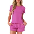 thumbnail image 1 of DARING DIVA Ribbed Knit Pajama Set Soft Short Sleeve Top XL Rose, 1 of 7