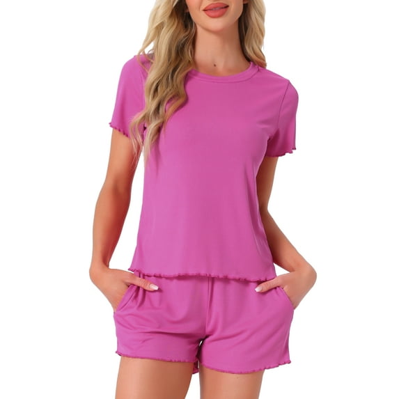 DARING DIVA Ribbed Knit Pajama Set Soft Short Sleeve Top XL Rose