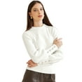 thumbnail image 1 of DARING DIVA Ribbed Long Sleeve Turtleneck Stretch Knit Sweater Top M White, 1 of 6