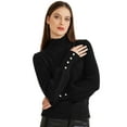 thumbnail image 1 of DARING DIVA Ribbed Long Sleeve Turtleneck Stretch Knit Sweater Top S Black, 1 of 6