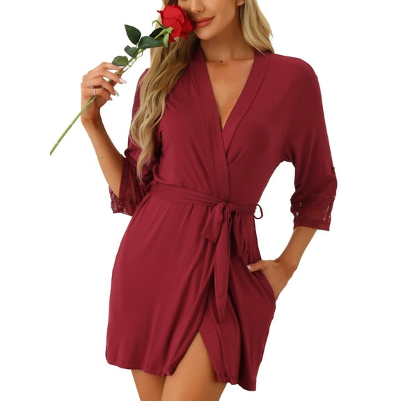DARING DIVA Robe Cotton Short Bathrobe Thin Soft Loungewear XS Red