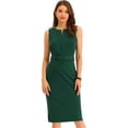 thumbnail image 1 of DARING DIVA Round Neck Bodycon Sheath Sleeveless Work Dress M Green, 1 of 5