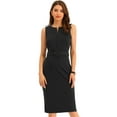 thumbnail image 1 of DARING DIVA Round Neck Bodycon Sheath Sleeveless Work Dress S Black, 1 of 5