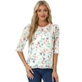 thumbnail image 1 of DARING DIVA Round Neck Ruffle Hem Floral XS White Blue, 1 of 6