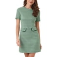 thumbnail image 1 of DARING DIVA Round Neck Short Sleeve Pencil Sheath Dress L Green, 1 of 6