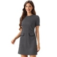 thumbnail image 1 of DARING DIVA Round Neck Short Sleeve Pencil Sheath Dress M Gray Houndstooth, 1 of 6