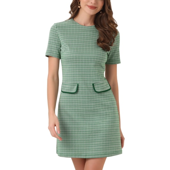 DARING DIVA Round Neck Short Sleeve Pencil Sheath Dress S Green