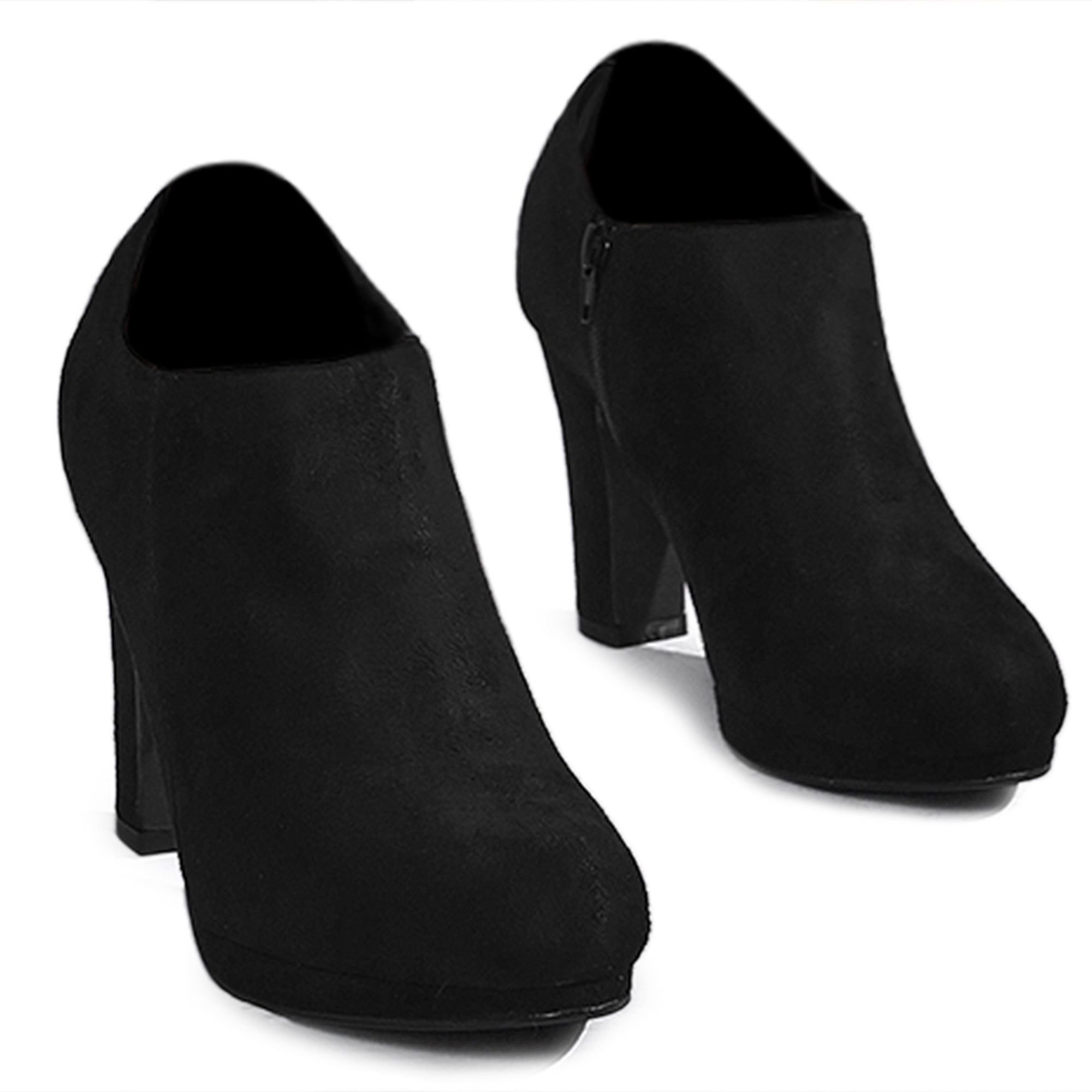 DARING DIVA Round Toe Platform Block Heel Ankle Booties Black 6