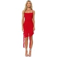 thumbnail image 1 of DARING DIVA Ruched Dress Cami Ruffle Bodycon Midi Dress S Red, 1 of 6