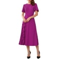 thumbnail image 1 of DARING DIVA Ruffle Crew Neck Short Sleeve Cocktail Midi Dress M Purple, 1 of 6