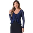 thumbnail image 1 of DARING DIVA Ruffle Long Sleeves Casual Self Tie Mesh Shrugs M Dark Blue, 1 of 6