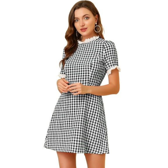 DARING DIVA Ruffle Neck Contrast Panel Color Vintage Dresses XL Black