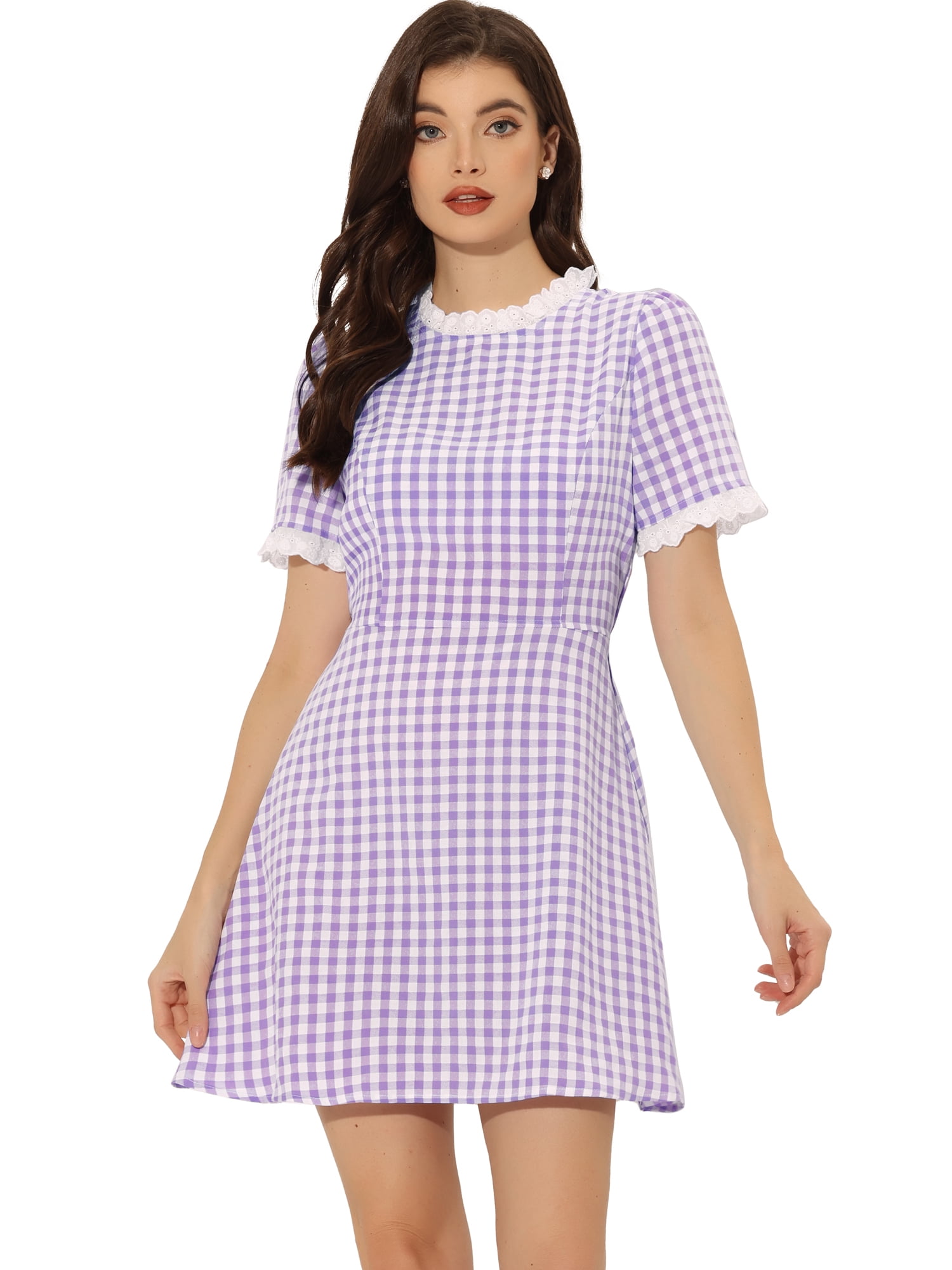 DARING DIVA Ruffle Neck Contrast Panel Color Vintage Dresses XS Purple