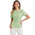 thumbnail image 1 of DARING DIVA Ruffle Puff Short Sleeve Crochet Eyelet Blouse XS Light Green, 1 of 6