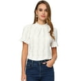 thumbnail image 1 of DARING DIVA Ruffle Puff Short Sleeve Crochet Eyelet Blouse XS White, 1 of 6