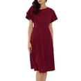 thumbnail image 1 of DARING DIVA Ruffled Sleeve Midi A-Line Pleated Work Dress XL Dark Red, 1 of 6