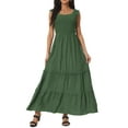 thumbnail image 1 of DARING DIVA Scoop Neck Ruffle Tiered Maxi Dress S Army Green, 1 of 6