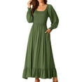 thumbnail image 1 of DARING DIVA Scoop Neck Smocked Tiered Maxi Dress S Army Green, 1 of 6