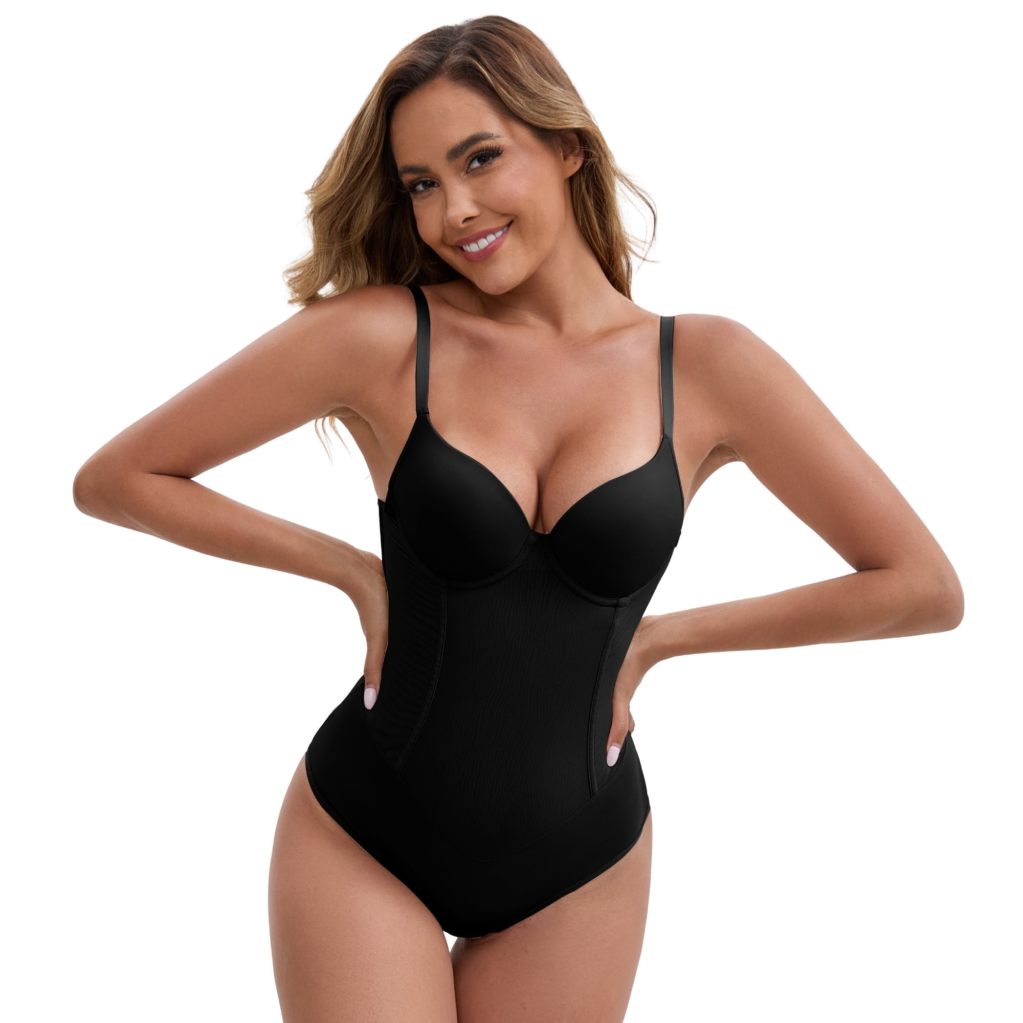 DARING DIVA Seamless Shapewear Waist Shaping Thongs Bodysuits XXL Black