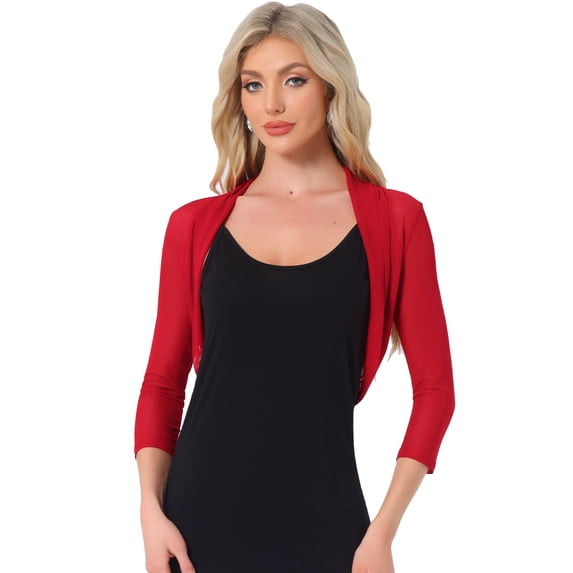 DARING DIVA Semi Sheer Elegant 3/4 Sleeves Blouse XL Red