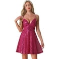 thumbnail image 1 of DARING DIVA Sequin Backless Dress with Spaghetti Straps XS Hot Pink, 1 of 6