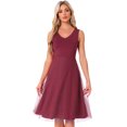 thumbnail image 1 of DARING DIVA Sequin Lace V Neck Wedding Guest Dress S Wine Red, 1 of 6