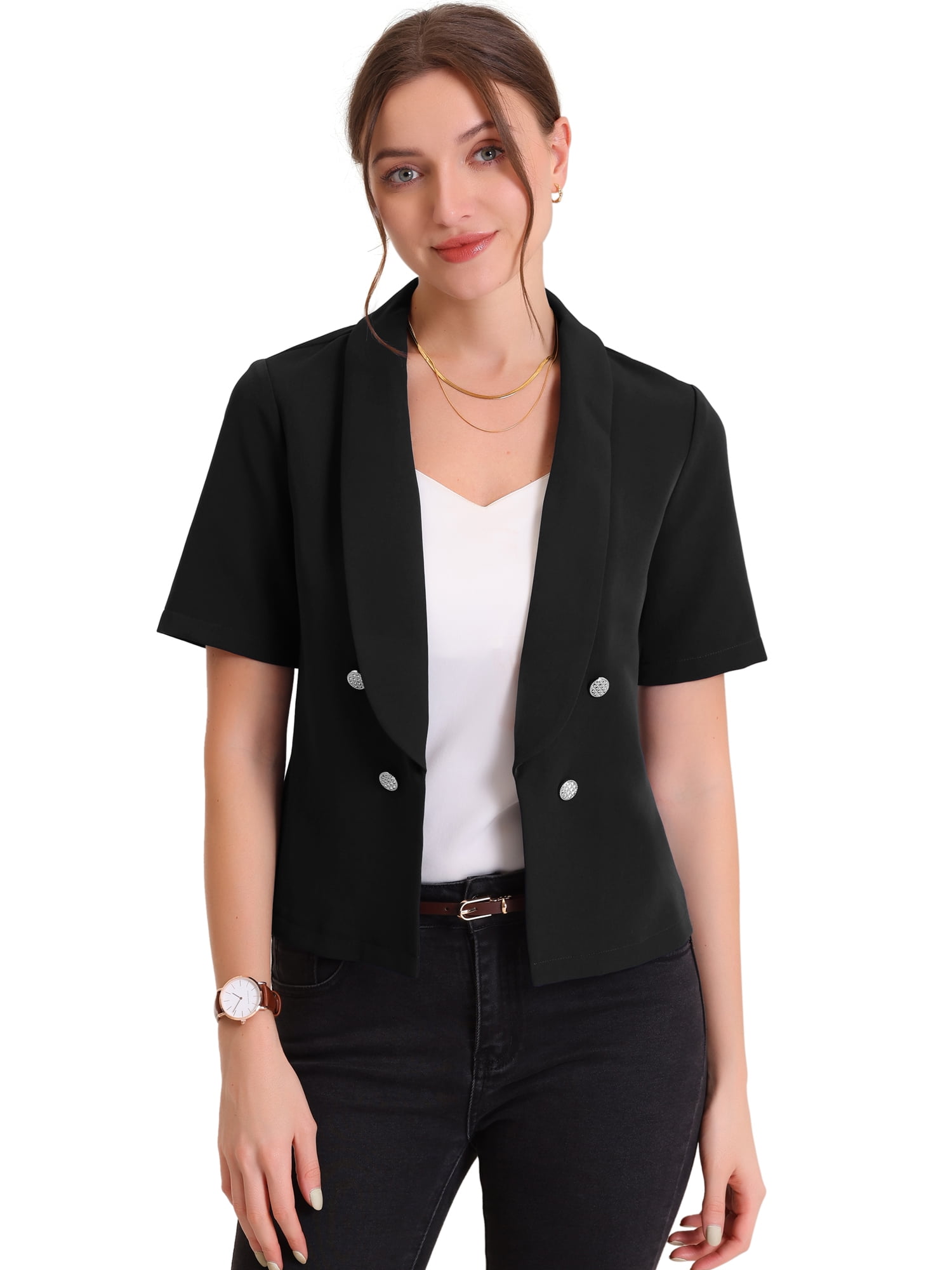 DARING DIVA Shawl Collar Open Front Cardigan Suit Blazers 3XL Black