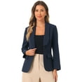 thumbnail image 1 of DARING DIVA Shawl Lapel Long Sleeve Pockets Office Blazer XS Dark Blue, 1 of 6