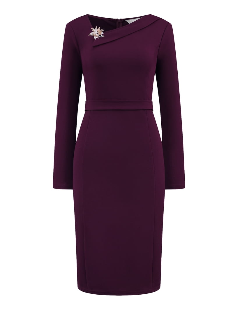 asymmetrical pencil dress DARING DIVA Sheath Neckline Dress S Royal Blue Size:45