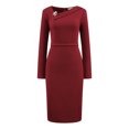 thumbnail image 1 of DARING DIVA Sheath Dress Asymmetrical Neckline Pencil Dress S Dark Red, 1 of 6