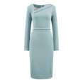 thumbnail image 1 of DARING DIVA Sheath Dress Asymmetrical Neckline Pencil Dress XL Light Blue, 1 of 5