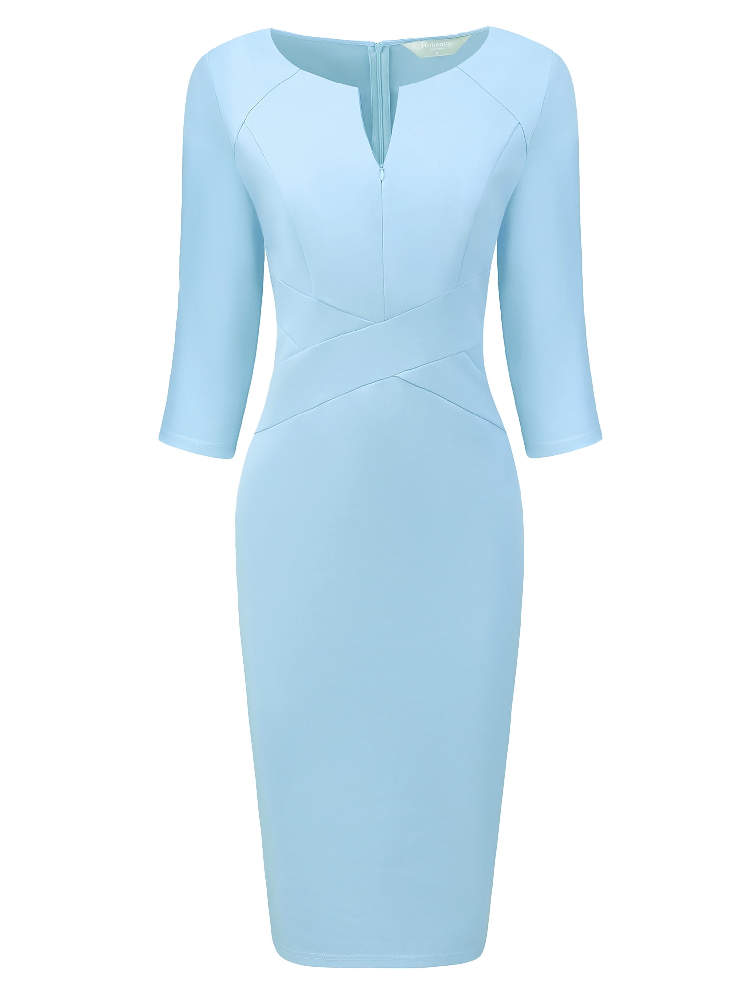 DARING DIVA Sheath Dress Zipper Neck Work Pencil Dresses S Blue
